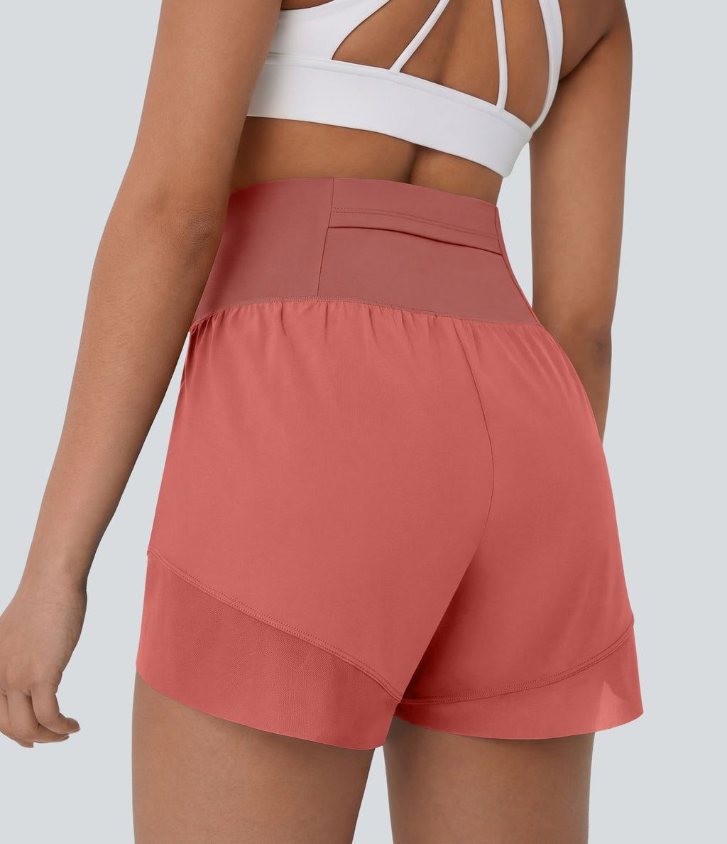 Breezeful™ Short yoga taille haute avec poche arrière ourlet croisé séchage rapide