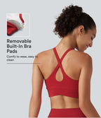 Brassière de yoga Halara UltraSculpt™ côtelée maintien léger à col V avec coussinets amovibles