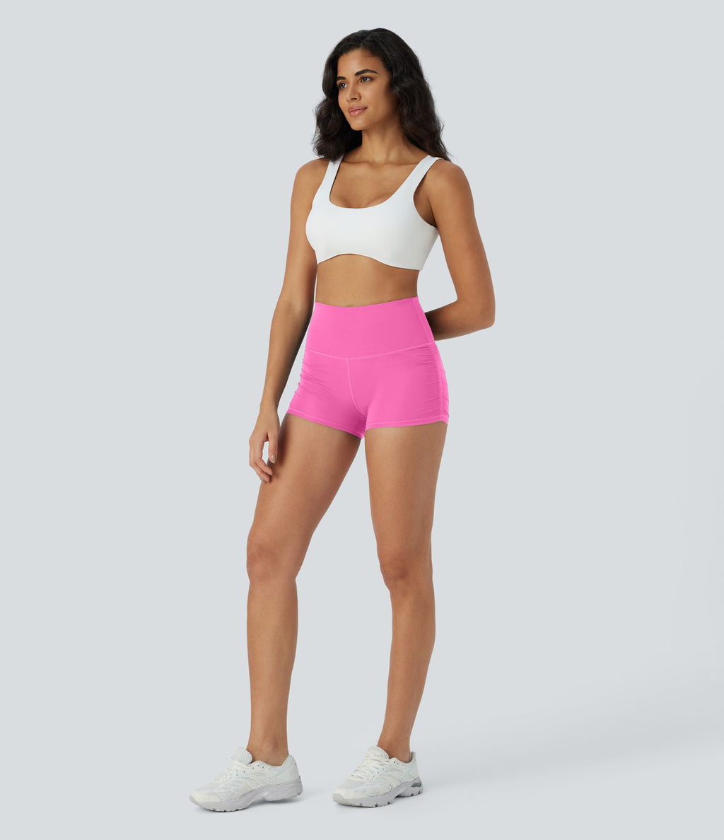 Short cycliste 6 cm de course gainant taille haute avec fronces et séchage rapide SoftlyZero™
