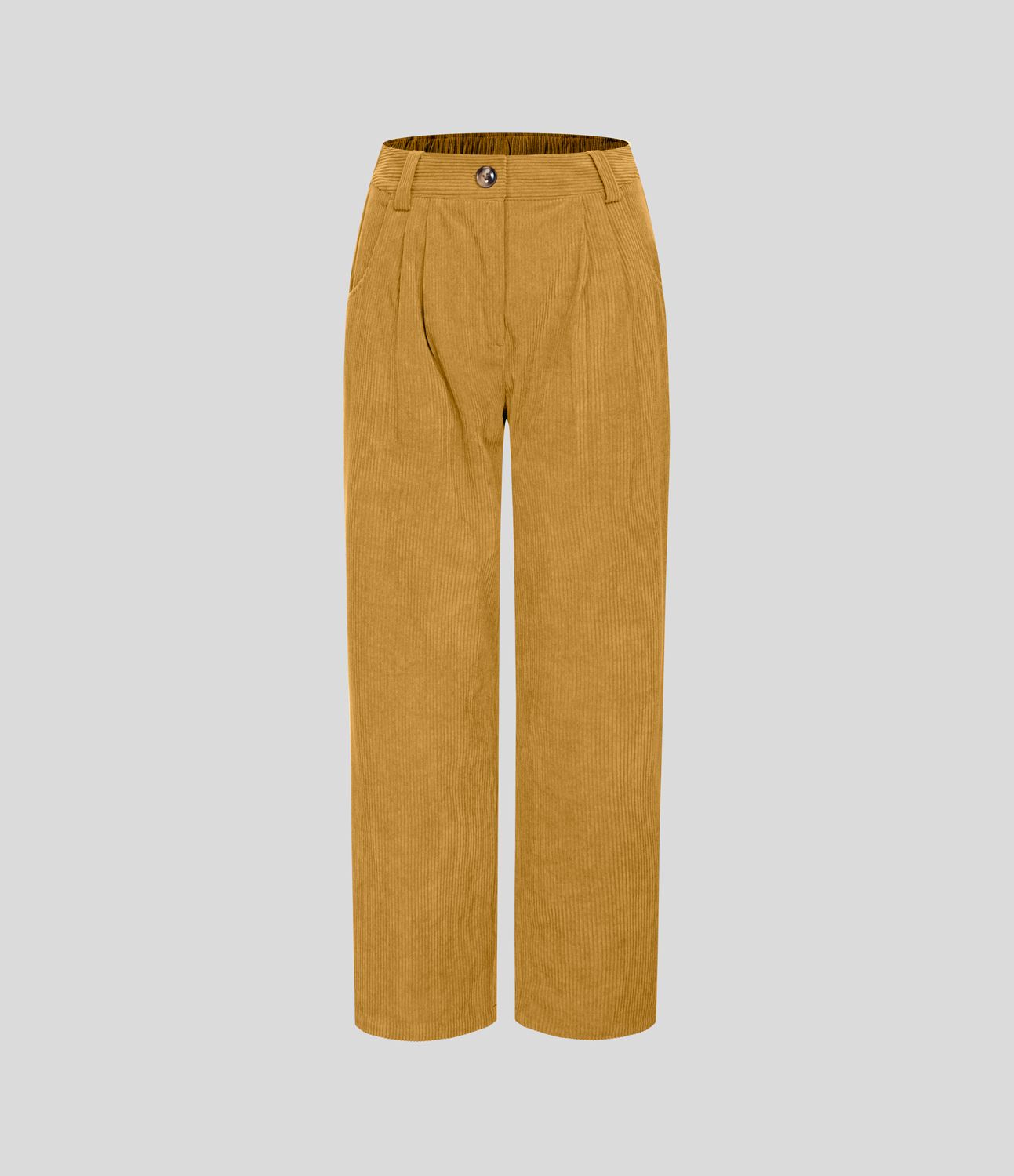 Pantalon en velours côtelé décontracté taille moyenne avec poches latérales