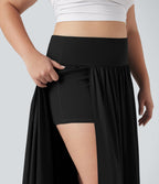 Jupe maxi fluide 2-en-1 gainante taille haute à séchage rapide grande taille Breezeful™