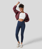 Halara Flex™ Denim Heat Legging casual 7/8 taille haute croisée avec poches