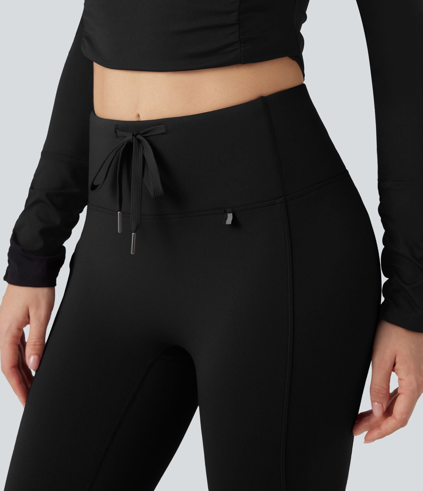 Legging de randonnée 7/8 en molleton taille haute avec cordon et poche