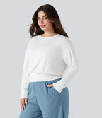 Top grande taille col rond manches longues