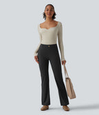 Pantalon tailleur évasé taille haute