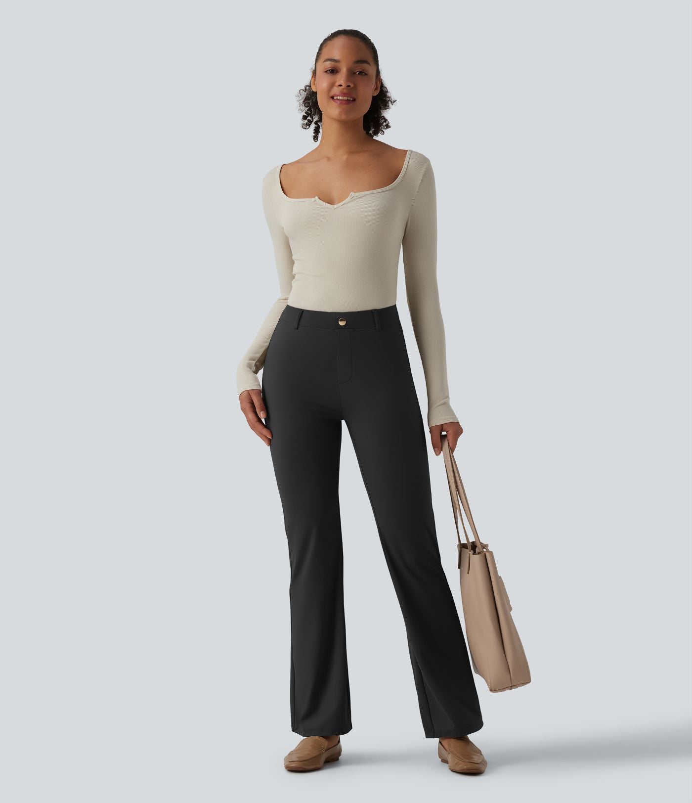 Pantalon tailleur évasé taille haute