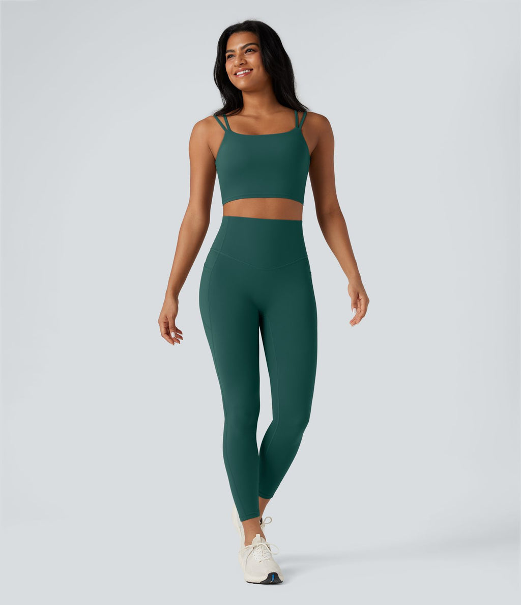 Débardeur yoga court Halara UltraSculpt™ double bretelles torsadé dos nu