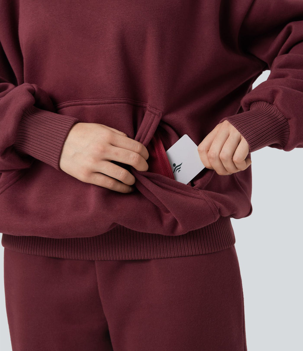 Sweat à capuche en coton molleton manches longues avec poches