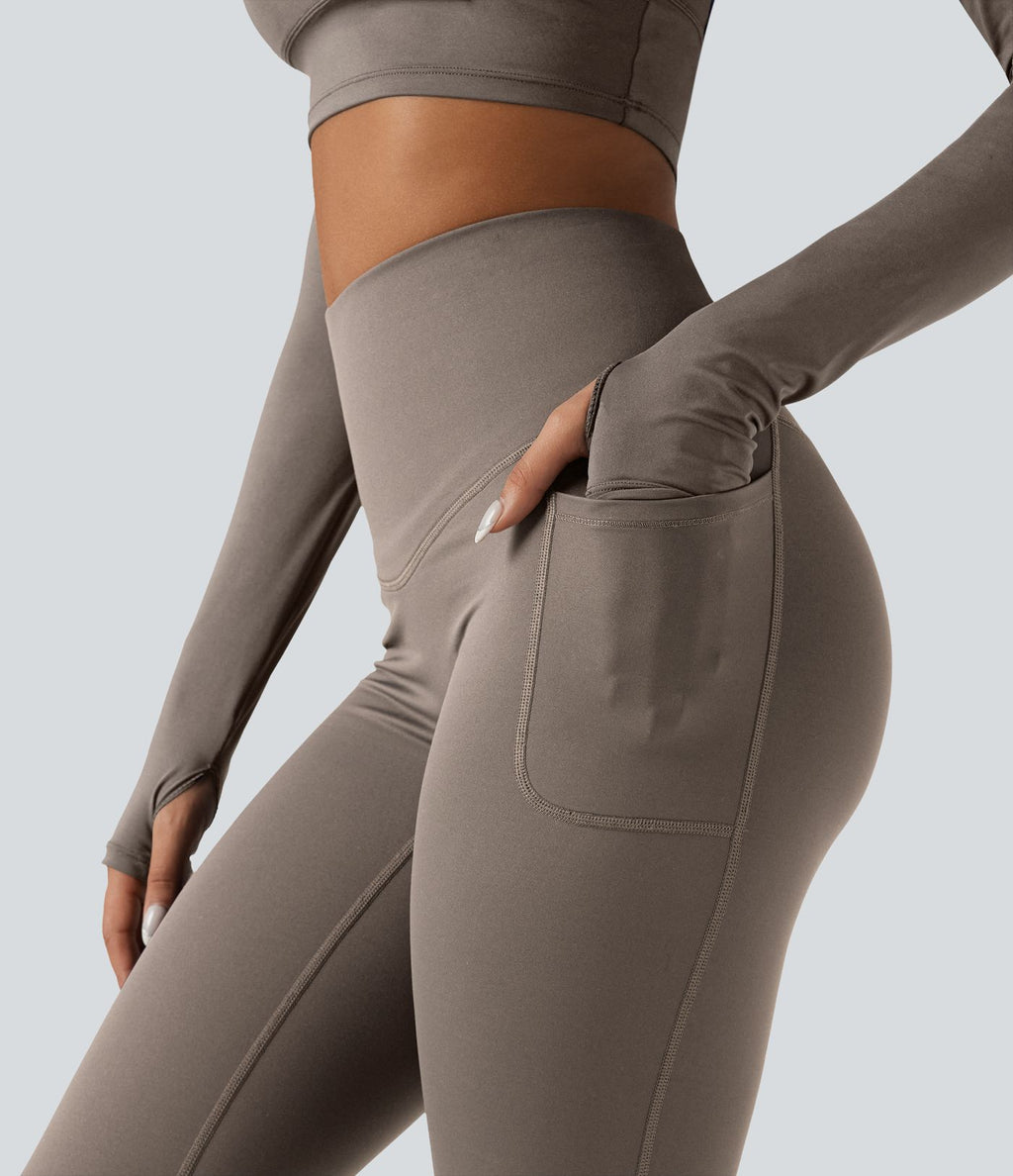 Legging running polaire thermique gainant croisé dos taille haute Halara UltraSculpt™ Heat avec poches