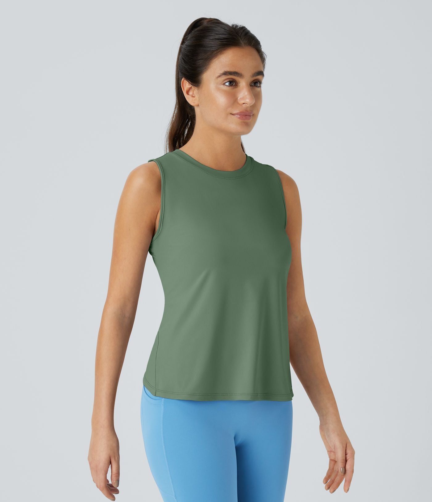 Top Débardeur Yoga Uni à Ourlet Croisé et Découpe