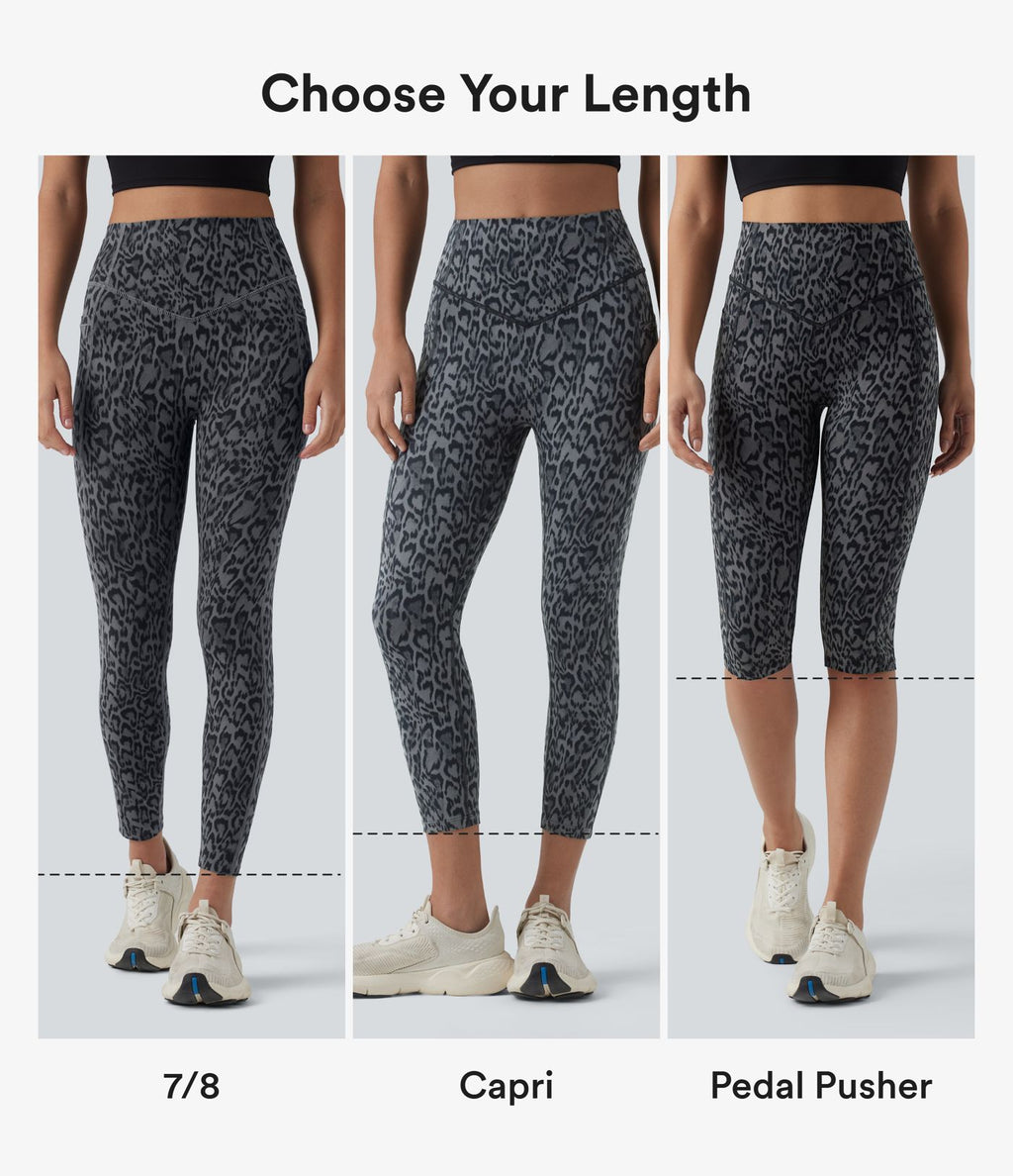 Legging d'entraînement taille haute gainant effet push-up imprimé léopard Halara UltraSculpt™ avec poches
