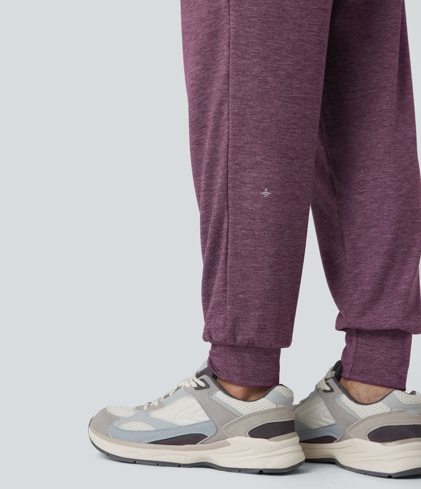 Jogging taille haute froncé chiné avec poches