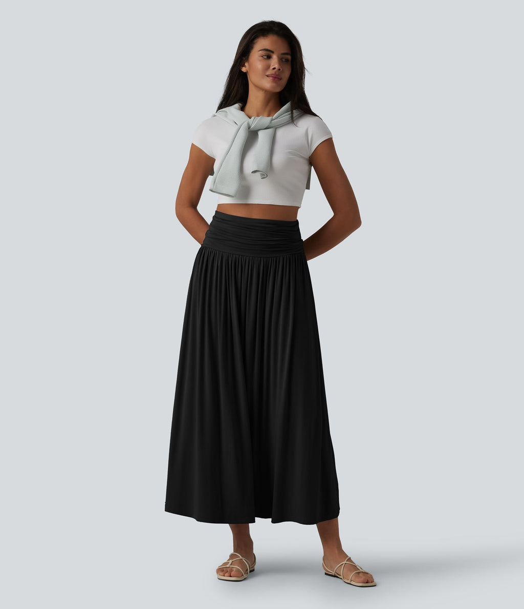 Robe midi casual bustier fluide avec détail froncé