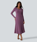 Robe midi à manches longues avec découpes