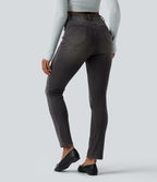 Jean Halara Flex™ taille haute slim délavé décontracté avec poches