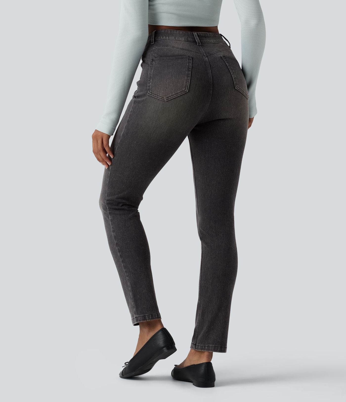Jean Halara Flex™ taille haute slim délavé décontracté avec poches