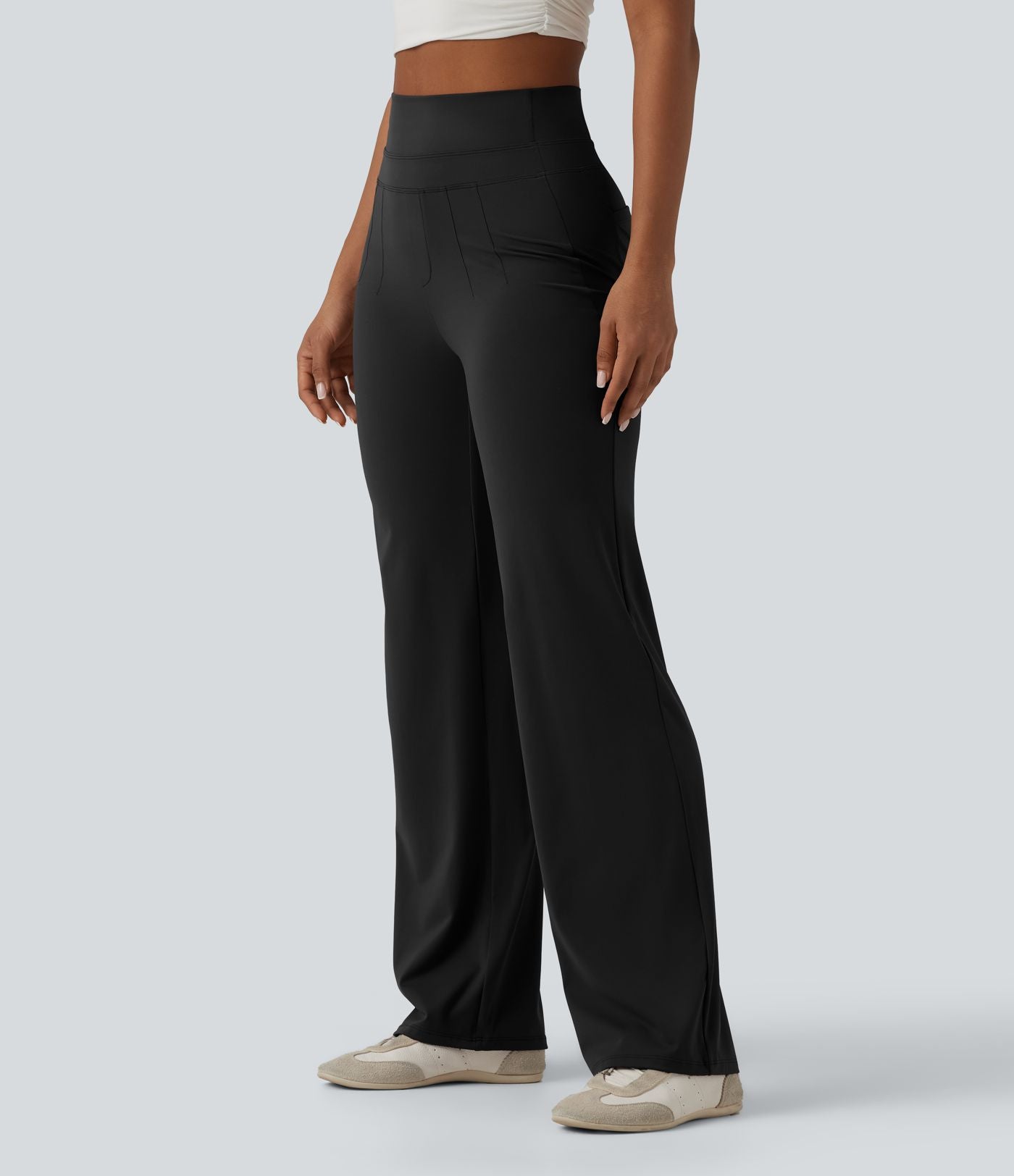 Pantalon droit décontracté gainant à séchage rapide effet frais InstantCool taille haute avec poches