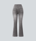 Halara Flex™ Jean bootcut décontracté extensible délavé taille haute à poches multiples