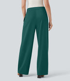 Pantalon de travail coupe droite taille haute avec chaîne métallique avec poches