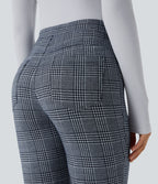 Halara Flex™ Pantalon skinny tailleur taille haute à motif pied-de-poule avec poches arrière