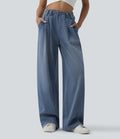 Jean large Halara Flex™ casual taille haute avec ceinture et poches