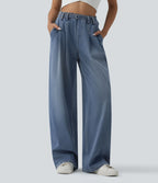 Jean large Halara Flex™ casual taille haute avec ceinture et poches