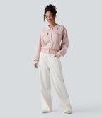 Pull décontracté à col chemise avec poches poitrine boutonnées