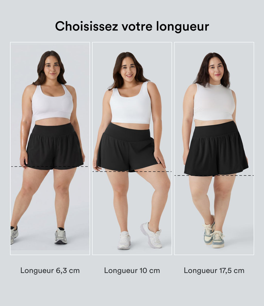 Short tailleur 2-en-1 Cool Touch yoga taille très haute Softlyzero™ Airy grande taille 17,5 cm avec poches