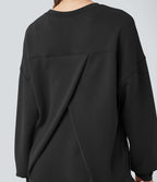 Sweat-shirt décontracté SpacerTek™ col rond, manches longues et dos croisé, avec poches
