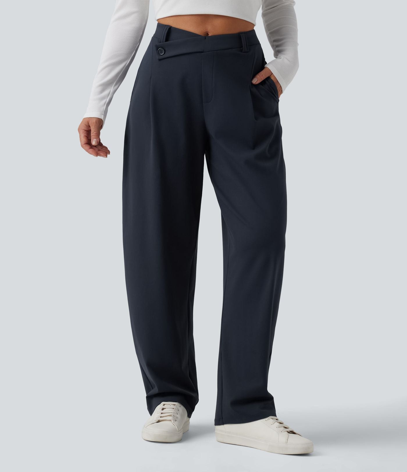 Pantalon tailleur fuselé Halara Flex™ DayStretch taille haute asymétrique avec poches