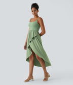 Breezeful™ Robe Casual 2 Pièces Dos Nu Haut Bas Poche Latérale Fluide Séchage Rapide