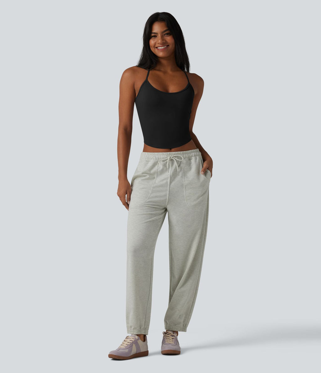Débardeur décontracté col U dos en Y à effet frais InstantCool, ourlet arrondi et brassière intégrée à séchage rapide, protection solaire UPF50+