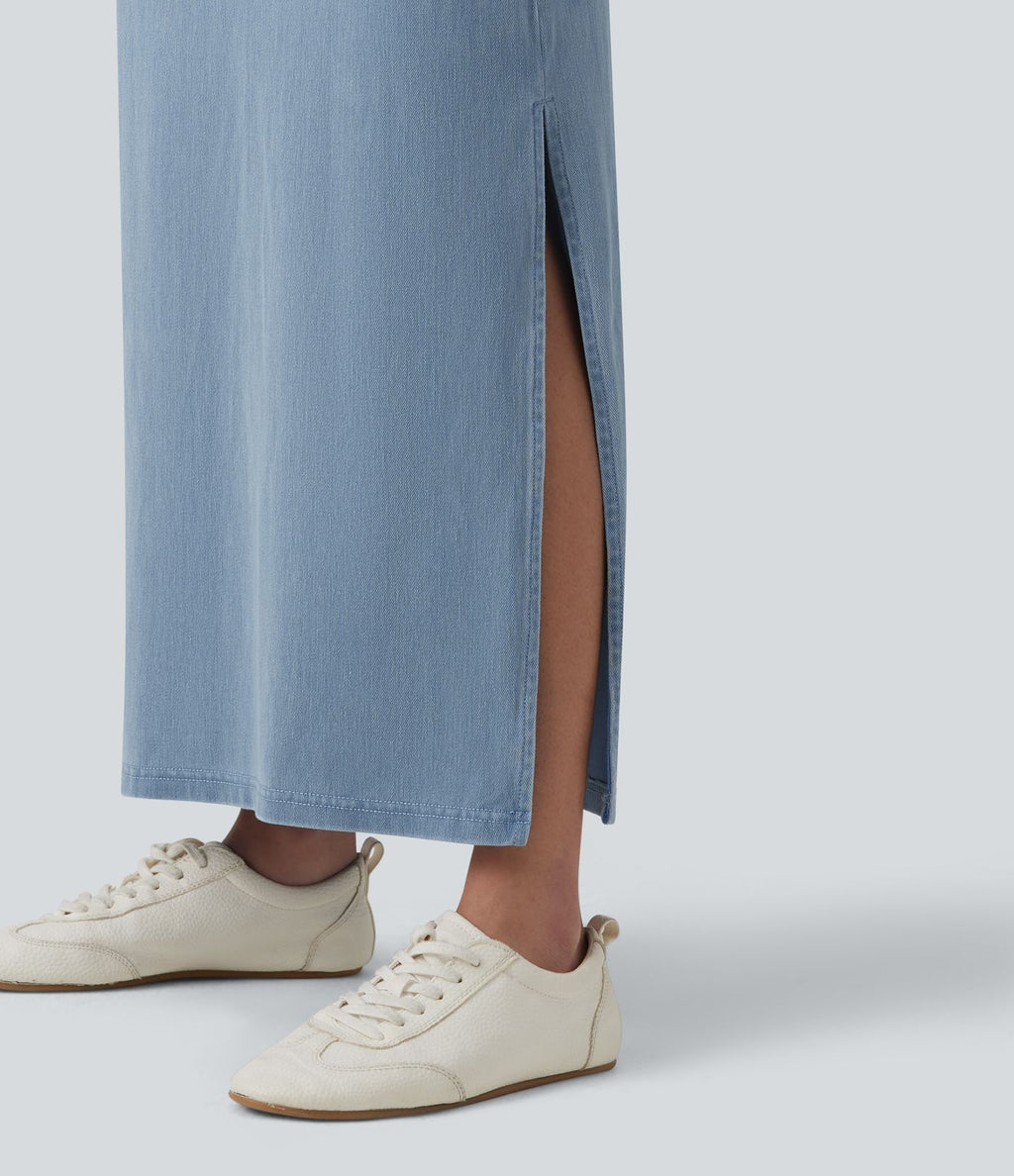 Halara Flex™ Jupe maxi casual en jean taille haute gainante