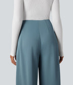 Pantalon tailleur large taille haute en crêpe avec poches Halara Flex™