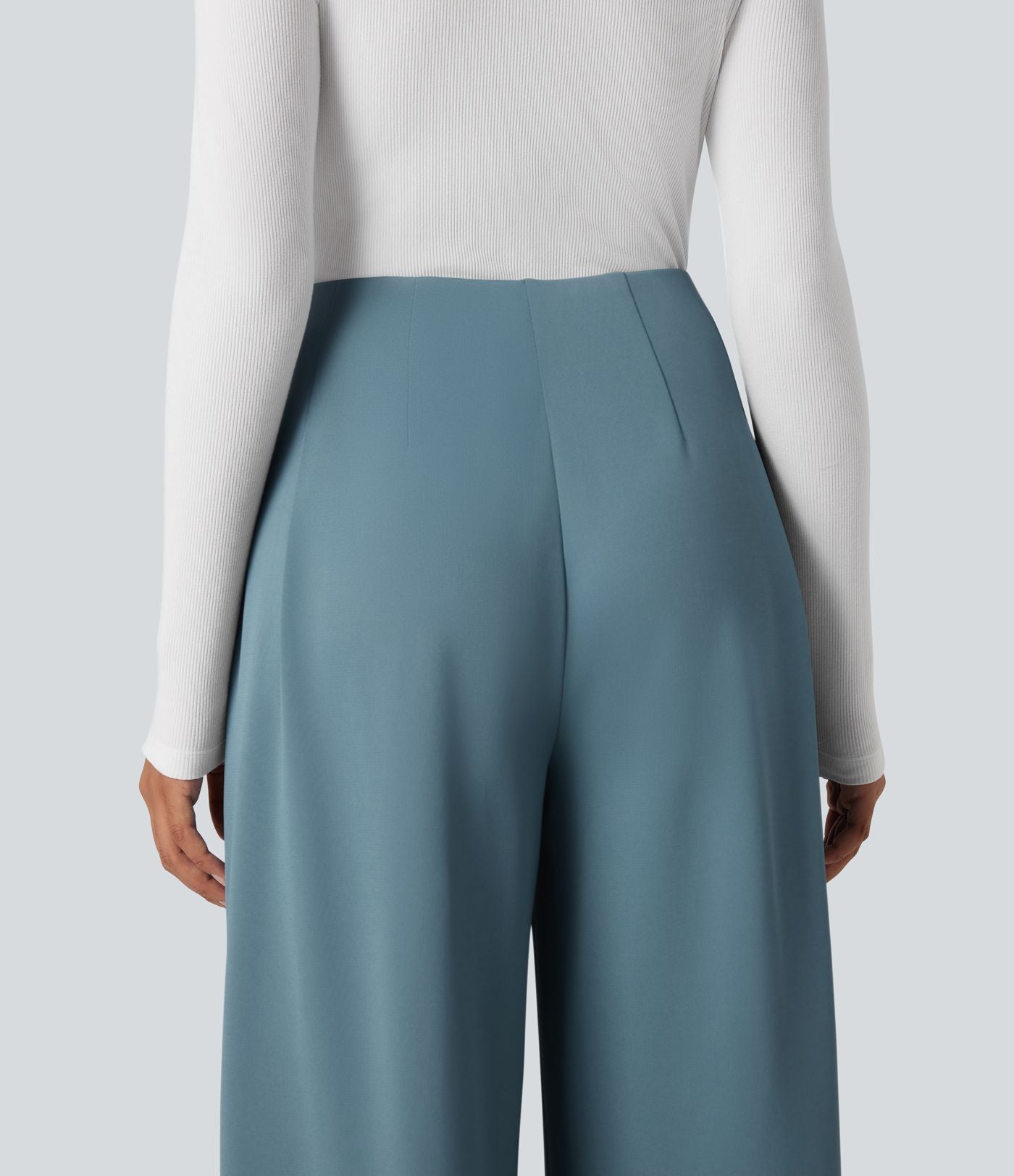 Pantalon tailleur large taille haute en crêpe avec poches Halara Flex™