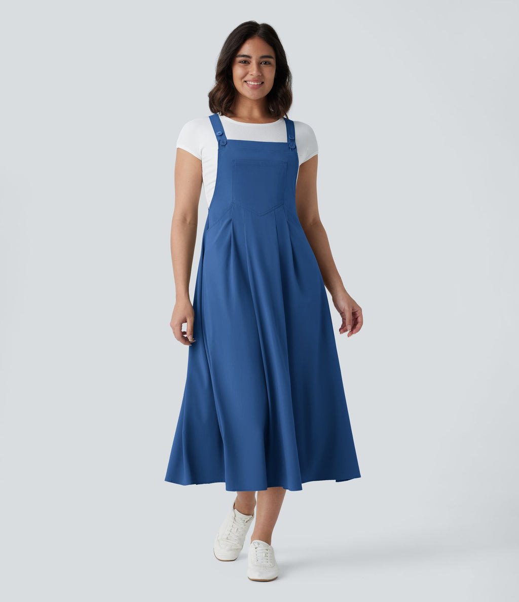 Robe mi-longue décontractée fluide Breezeful™ séchage rapide avec bretelles ajustables, boutons et poches multiples