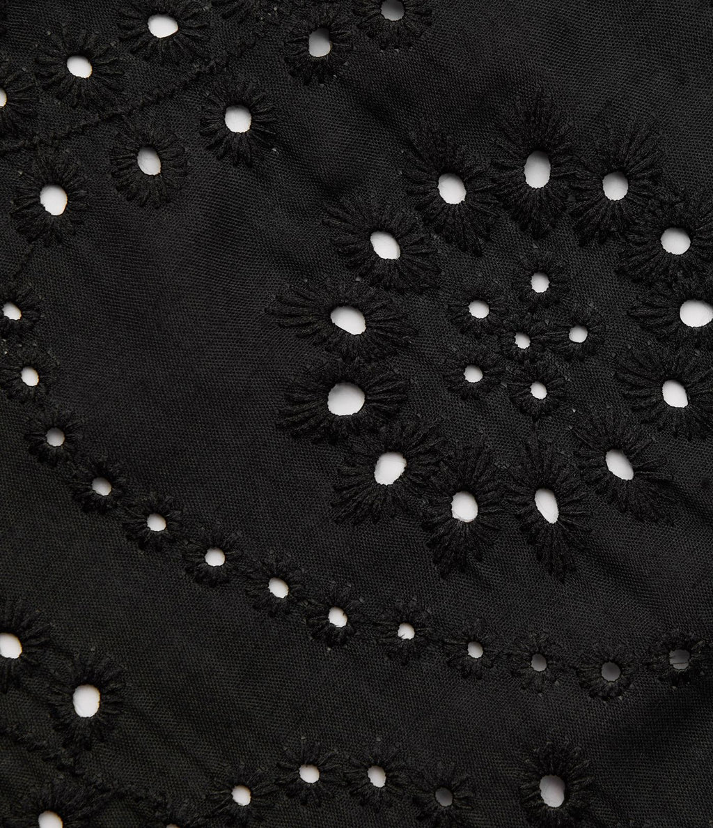 Jupe évasée plage broderie anglaise taille haute