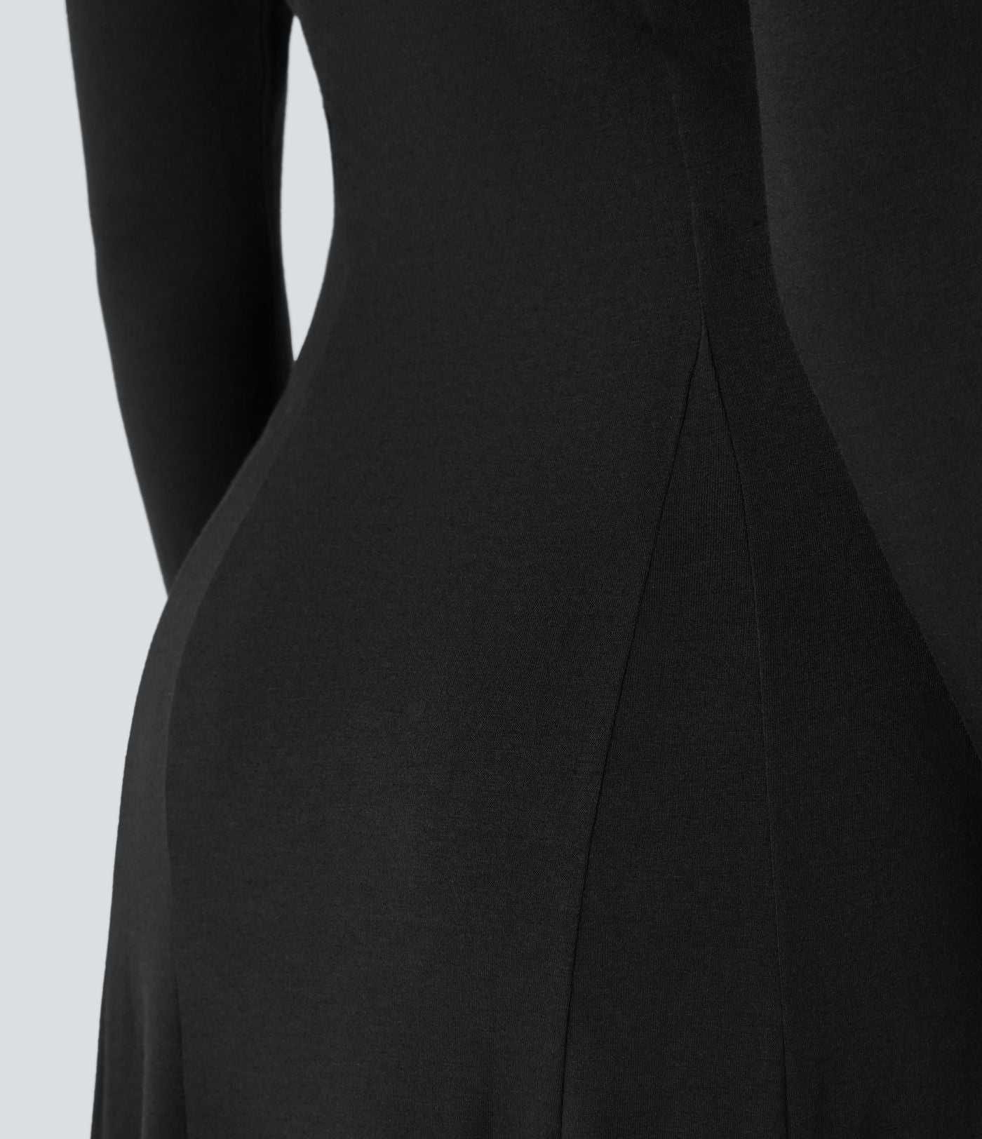 Robe de Casual Maxi Manches Longues Évasées et Boutons au Col Rond