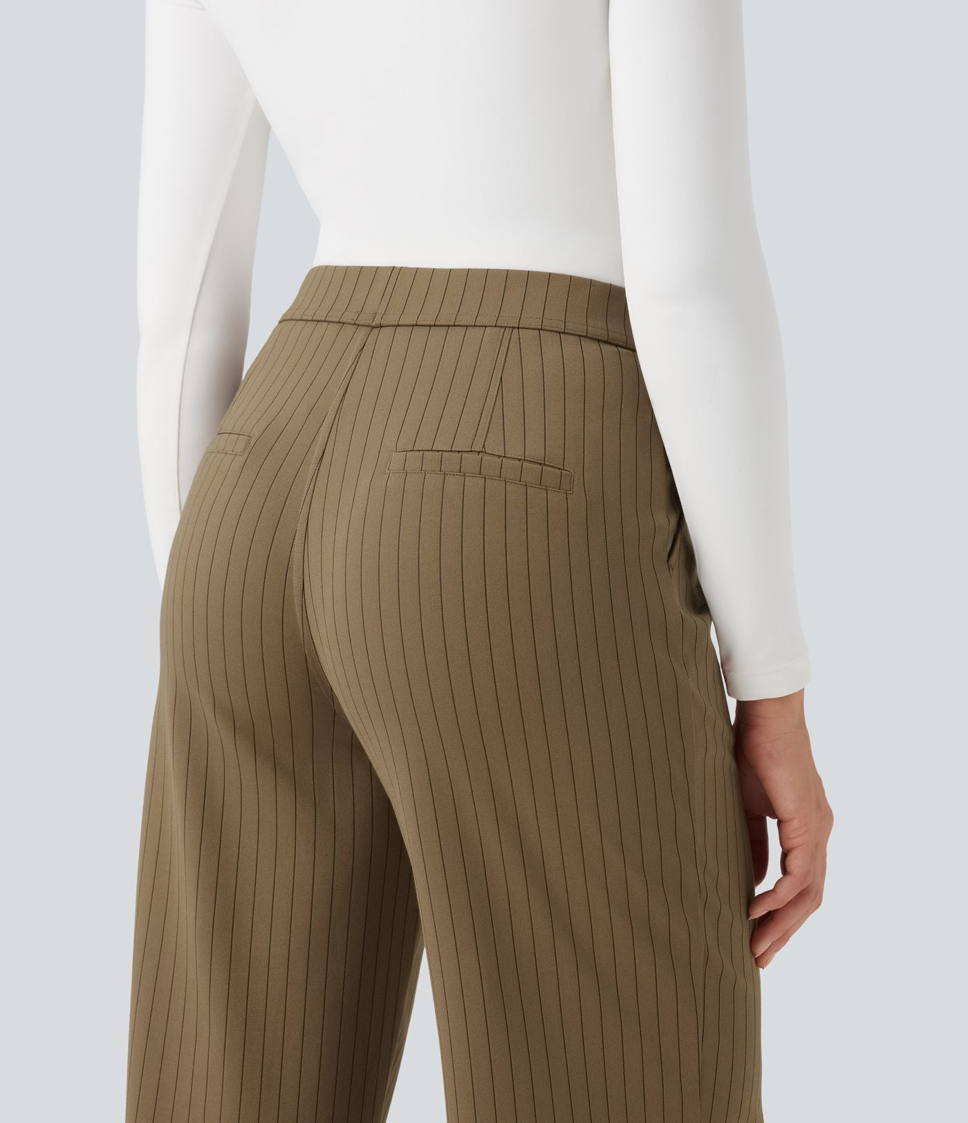 Pantalon Halara Flex™ tailleur droit taille haute rayé effet frais InstantCool avec poches