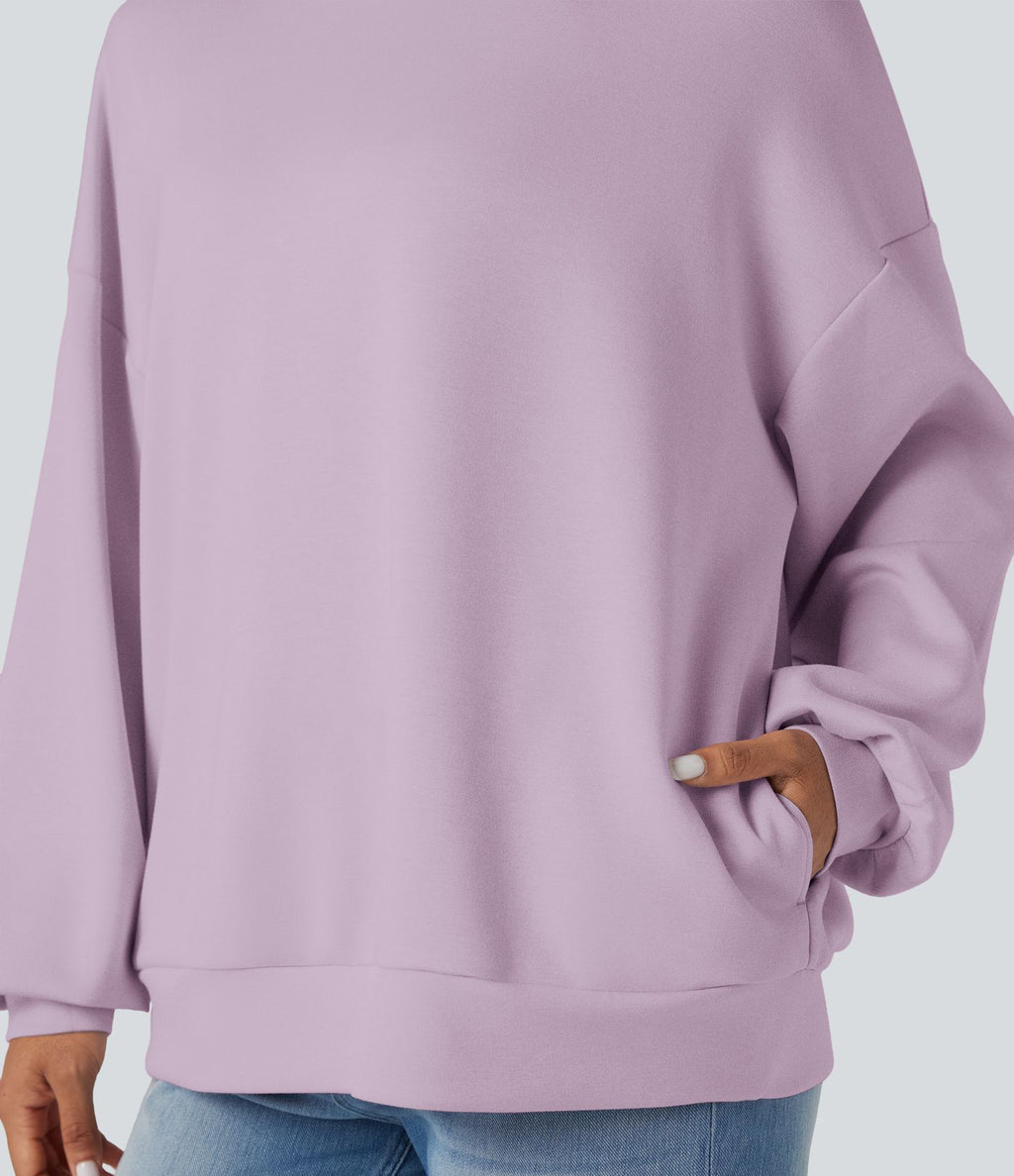 Sweatshirt casual col montant coupe décontractée avec poches