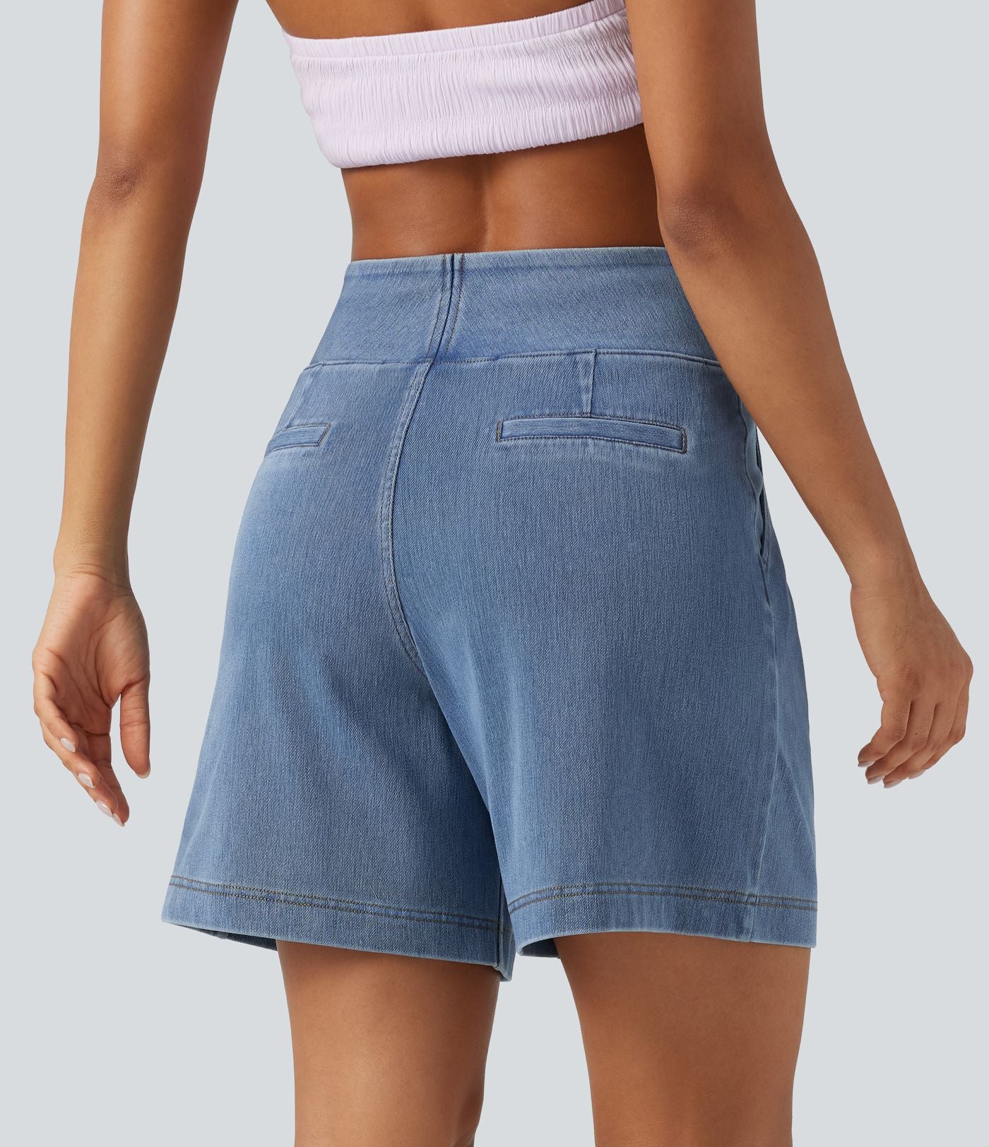 Halara Flex™ Short décontracté ample en jean taille haute 17,5 cm avec poches