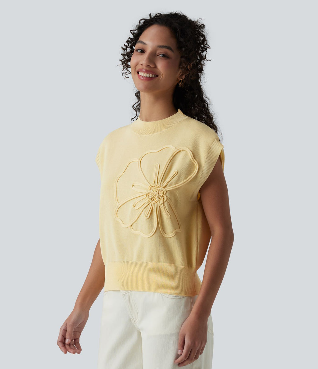 Pull décontracté sans manches col rond