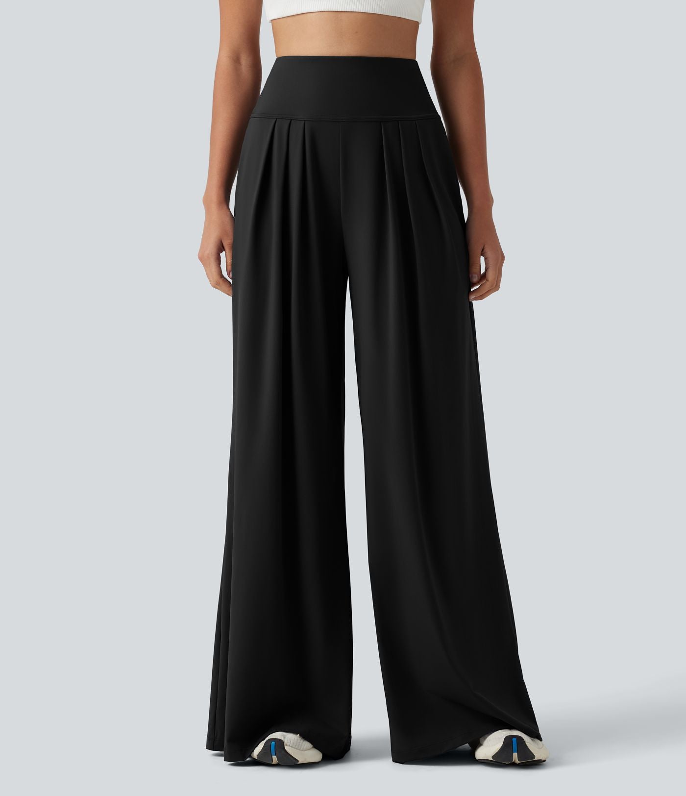 Pantalon yoga ample SoftlyZero™Airy effet frais InstantCool à plis taille haute avec poches
