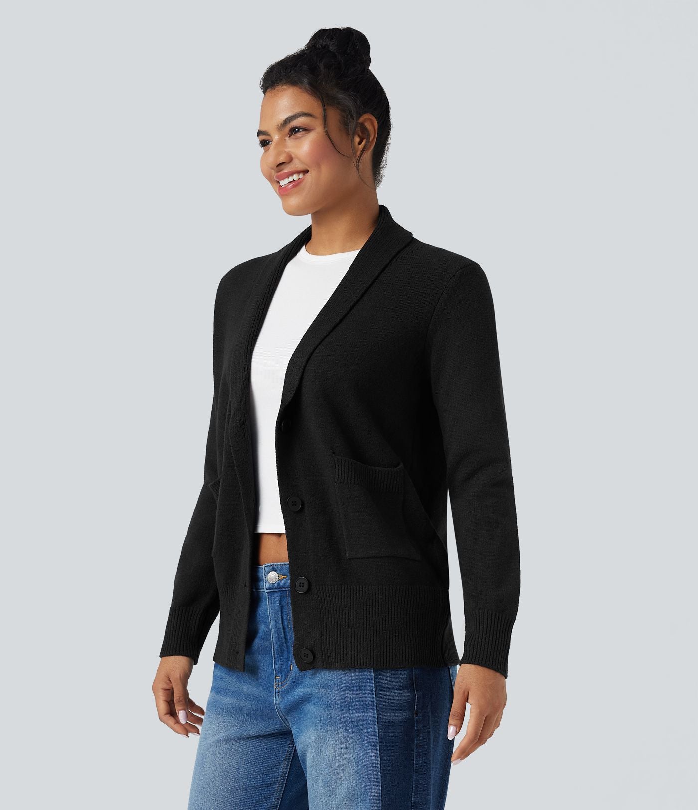 Cardigan col tailleur manches longues avec poches