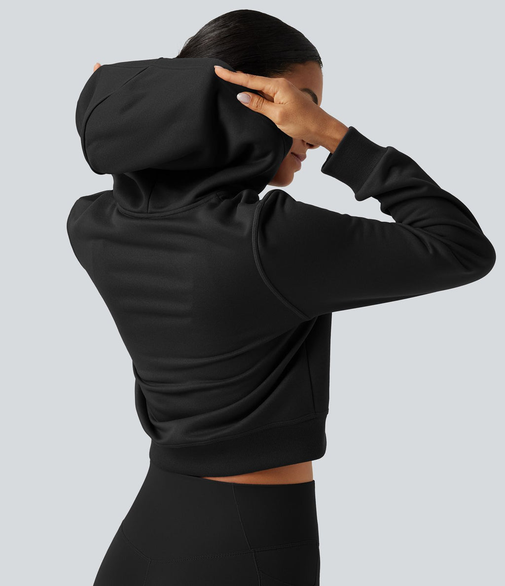 Veste de sport polaire à capuche, manches longues, zip et poches
