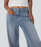 Halara Flex™ Jean coupe droite décontracté taille mi-haute avec poches