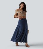 Halara Flex™ Jupe longue fluide casual taille mi-haute en lyocell drapé, bas sirène