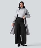 Pantalon tailleur évasé ample taille haute en ponte roma résistant