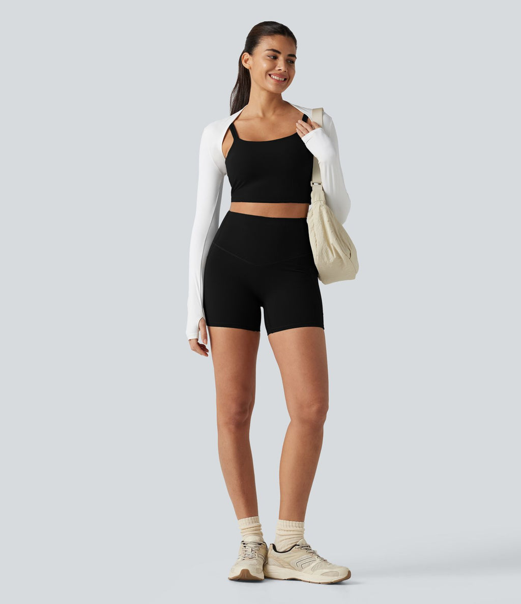 Short cycliste de yoga gainant côtelé taille haute UltraSculpt™ 12,5 cm avec poches