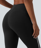 Legging de yoga 7/8 ventre plat taille haute avec cordon de serrage rayé color block et poches